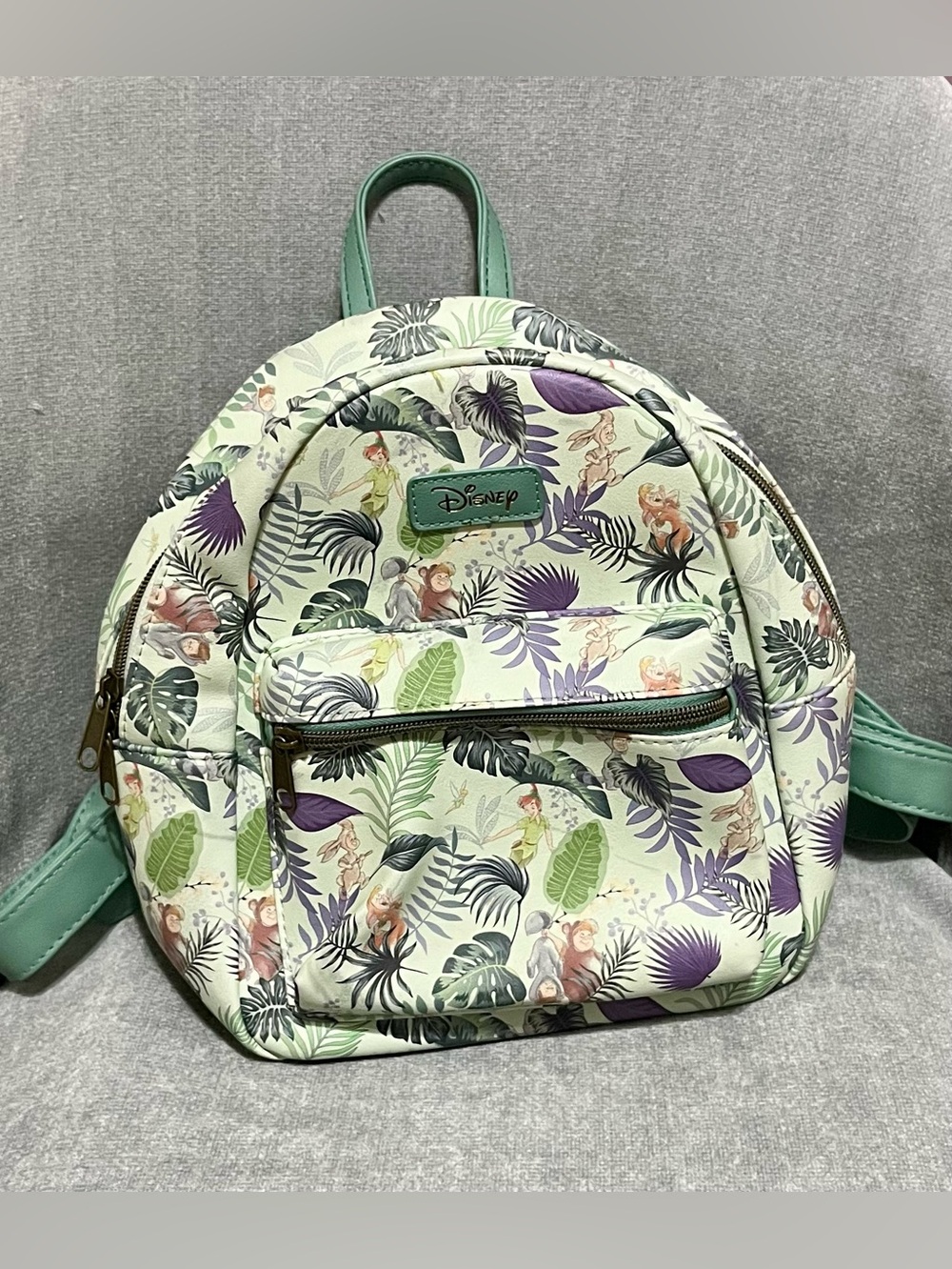Disney Mint Green Peter Pan Tinker Bell The Lost Boys Jungle Print Mini Backpack